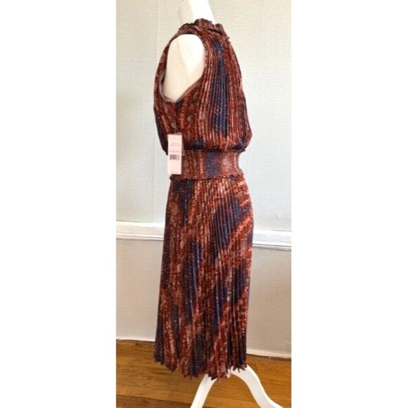 NWT Nanette Lepore Snake Print Pleated Flair Multicolor Dress Size 10 - Picture 5 of 10